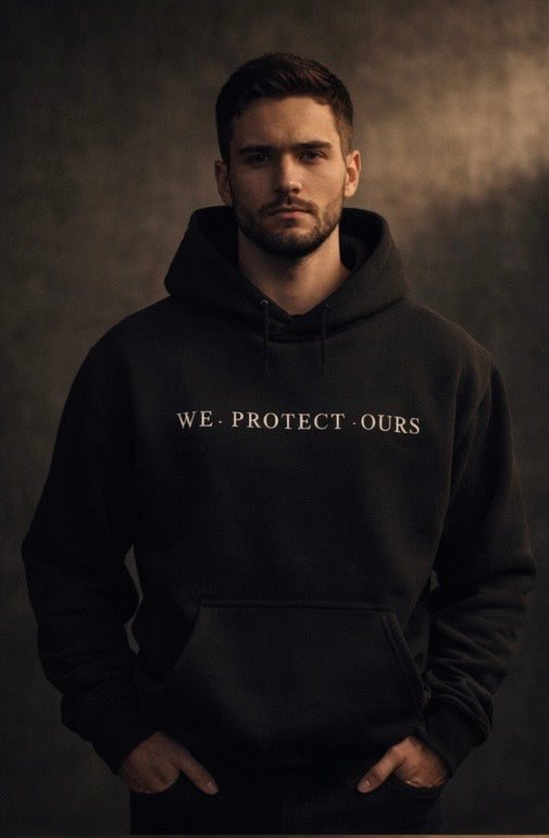 We Protect Ours Heavyweight Box Hoodie – Vintage Black